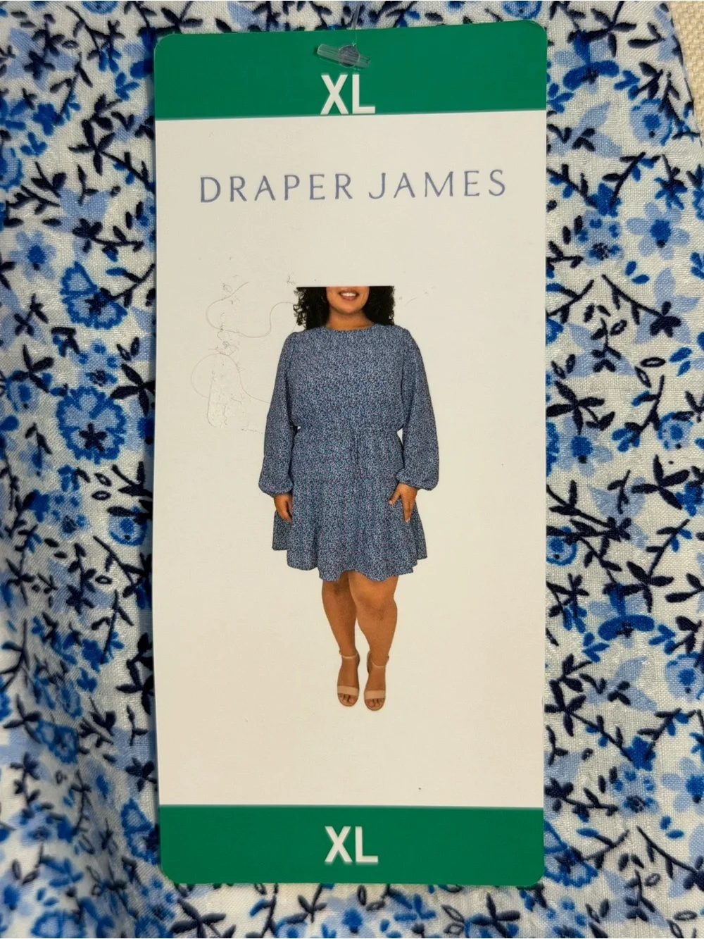 Draper James Women’s Tiered Dress NWT Size XL Blue Long Sleeve Belted
